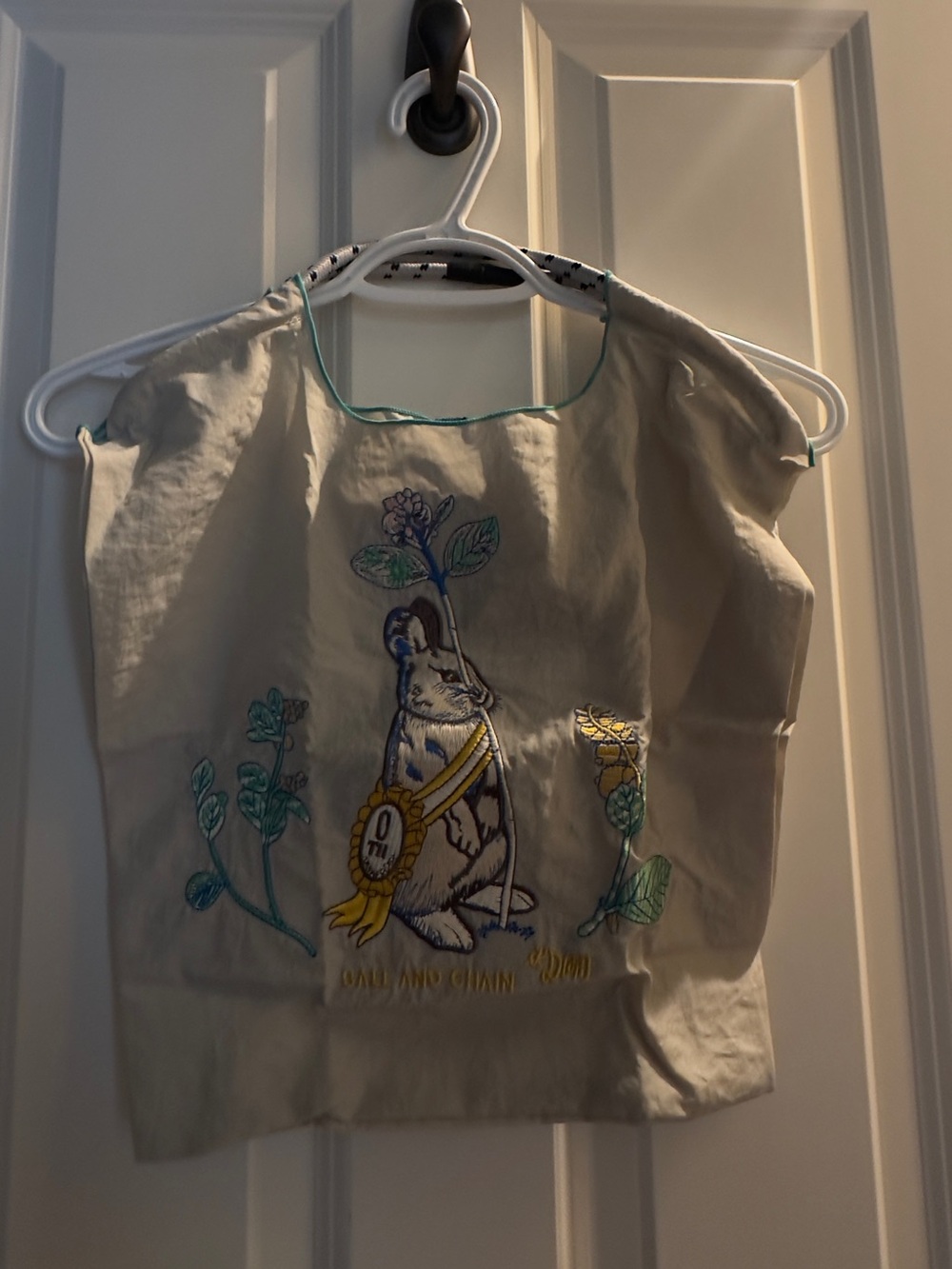 Rabbit & Flower Embroidered Canvas Tote Bag